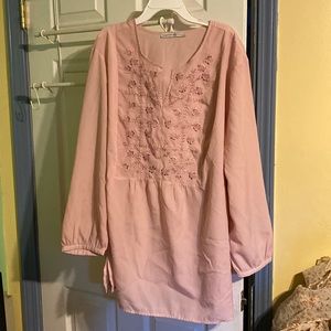 Pink Blouse with embroidery. Cute with jeans but don’t wear any more.
